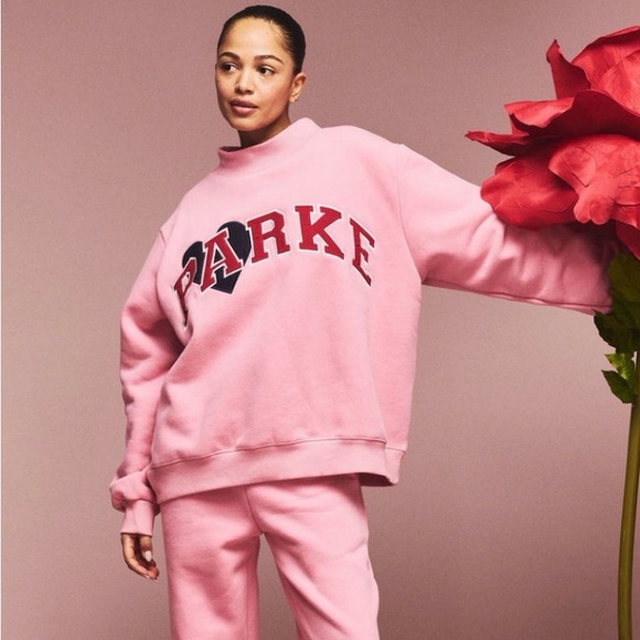 Parke Sweaters - PARKE denim heart varsity mockneck